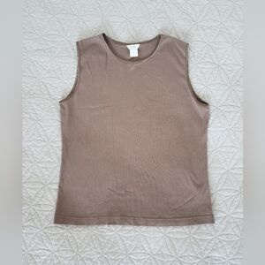 Christopher and Banks 100% Cotton Sleeveless Brown Top Women's Size M